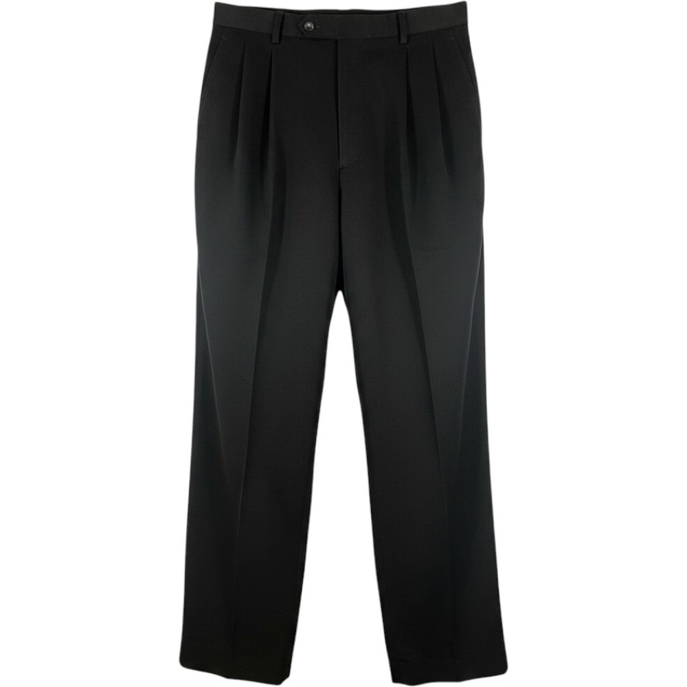 Men's Pleated Micro Suede Touch Pants W36 L30 Black NWT Tapered Chereskin Office